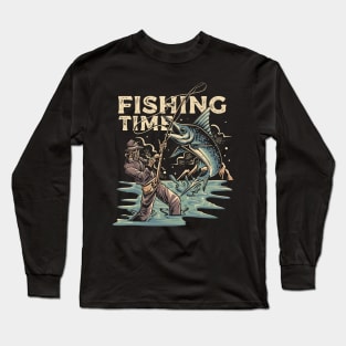 Fishing Time Enthusiast Fisher Man Long Sleeve T-Shirt